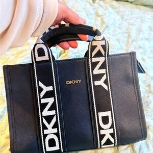 DKNY Navy Tote with Logo Straps
